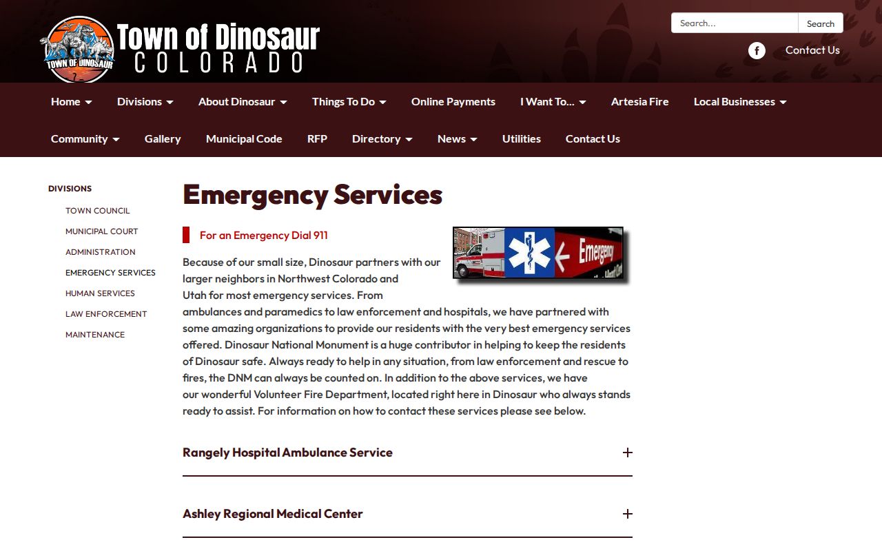 Dinosaur Marshal Office emergency services record source in Moffat County